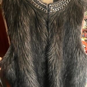 Michael Kors Charcoal Faux Fur Vest